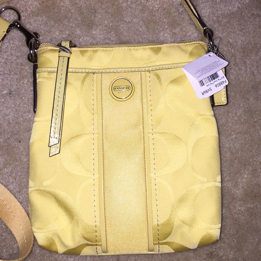 Yellow Coach Messenger Crossbody Bag in Signature